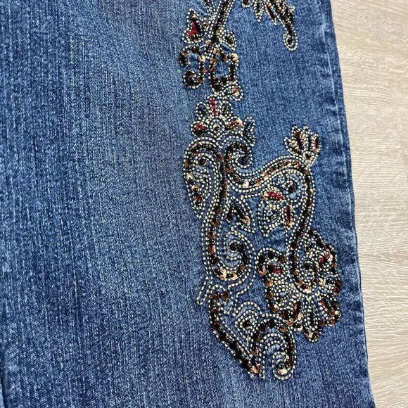 Yoni Jay Beaded High Rise Ankle Jeans Size 8 Women’s Blue Y2K - Picture 3 of 12